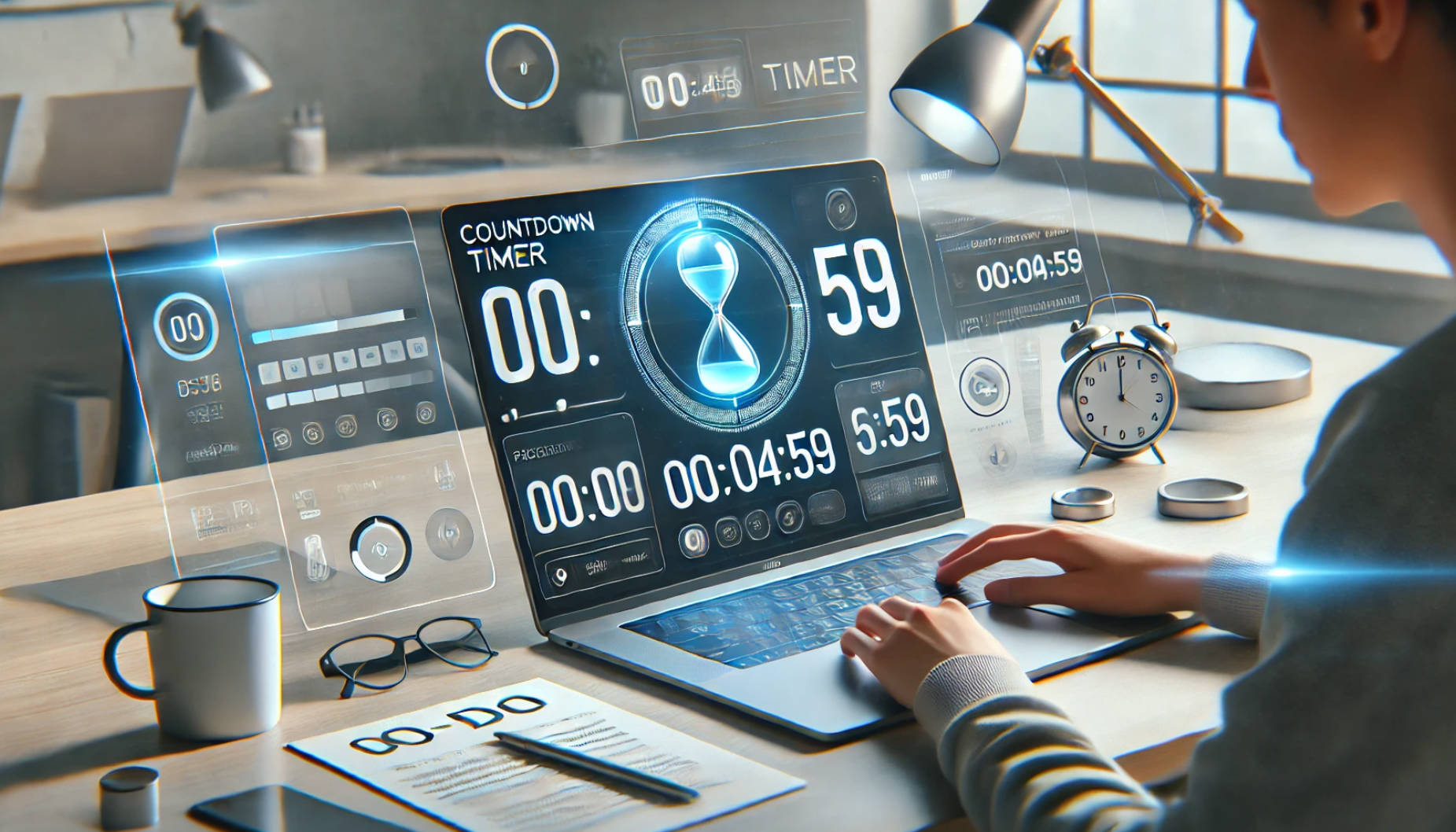 Online countdown timer for productivity and time management